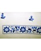 cortina de loneta "flores en azul". bordados elaborados 100% a mano