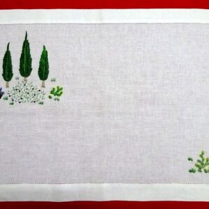 Mantel individual y servilleta "Ciprés". Bordados a mano de lagartera