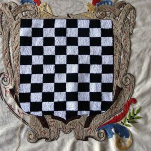 Escudo heráldico en proceso. Auténticos bordados a mano de Lagartera